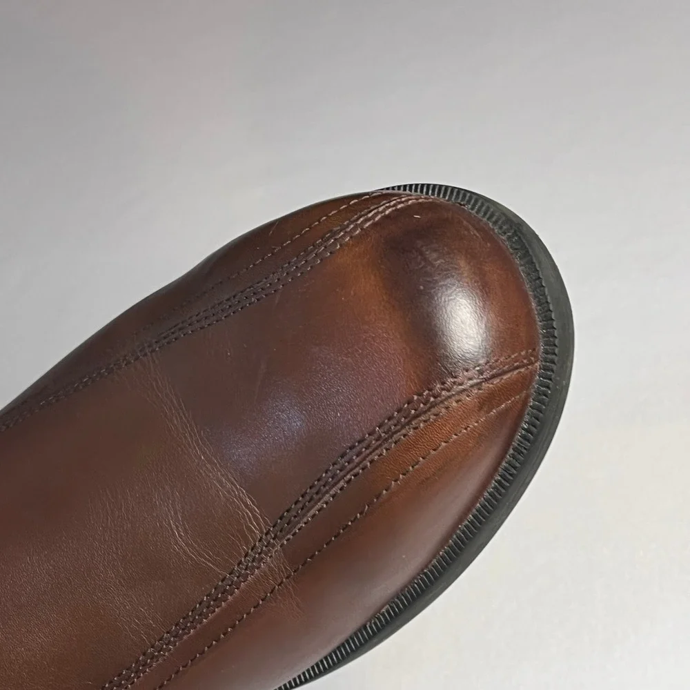 Thom McAn Mens Lanzo Brown Leather Slip On Loafers Dress Shoes 20329 Size 13